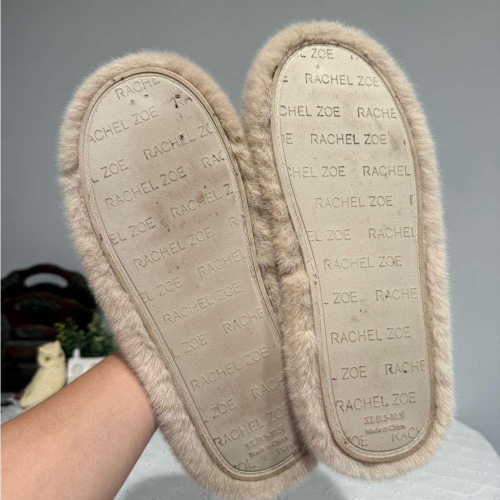 Rachel Zoe Faux Fur Slide Slippers Beige‎ Women’s XL 9.5–10.5 Cozy - Picture 4 of 4